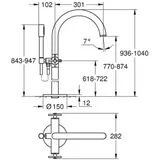 Grohe Atrio Bodenmohne Kreuz-Gr. hard graphite geb, 25044AL3