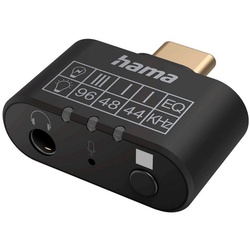 Hama HiFi Audio-Adapter USB-C auf 3,5mm Klinke EQ Tablet-Kabel, AUX + Equalizer + Mikrofon für Handy Smartphone Tablet PC Notebook schwarz