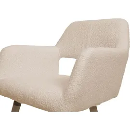 MCW 6er-Set Esszimmerstuhl MWC-A50 II, Stuhl Küchenstuhl Polsterstuhl, Holz Stoff/Textil Bouclé (450g/m2) MVG ~ beige