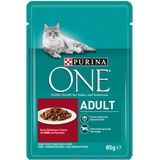 PURINA ONE Katzennassfutter, hochwertige Katzennahrung, reich an Vitaminen und Mineralstoffen, 24er Pack (24 x 85 g Beutel)