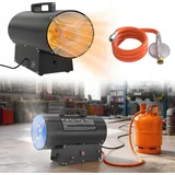 NAIZY Heizgeräte Gas, 30 KW Gasheizer Gasheizgebläse Thermostat, Heißluftgenerator,Schwarz (220V-240V, Propan/Butan-Flaschen, mit Druckminderven...