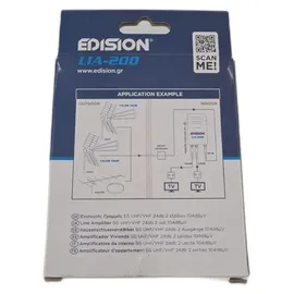 Edision LIA-200 Hausanschlussverstärker UHF/VHF, 12-24db, 104dBmV, Frequenzbereich 47-694Mhz, geeignet für Kabelfernsehen digital und Terrestrisch DVB-T/T2, 5G LTE Filter, 1 Eingang, 2 Ausgänge