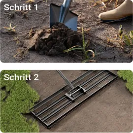 Wiltec Rasenrakel 121,9 x 25,4 cm mit 2 m Stiel