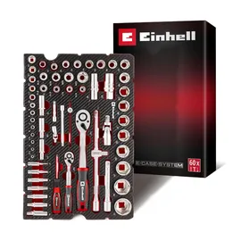 Einhell Stecknuss & Ratschen-Set 60-tlg. 370520 Rot/Schwarz