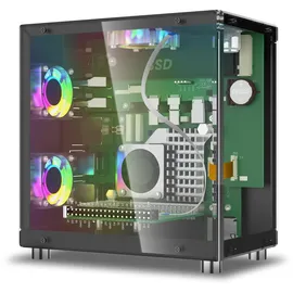 Elecrow Mini-PC-Gehäuse für Raspberry Pi 5: Aluminiumgehäuse mit 3 Kühlventilatoren, 1,3 Zoll OLED-Display, PCIe M.2 NVMe SSD 2230/2242/2260/2280 Unterstützung, RTC, Vollständiger Anschlusszugang