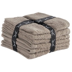 Sansibar Sylt Seiftuch Sansibar 6er Set Frottier-Serie Classic, mit gesticktem Säbel, 30×30 cm (Set, 6 tlg., 30×30 cm), mit hochwertiger Sansibar Säbel Stickerei braun