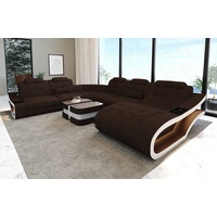 Sofa Dreams Wohnlandschaft Sofa Elegante M XXL Form Stoffsofa Polster Stoff Couch, wahlweise mit Bettfunktion braun|weiß