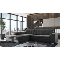 Fun Möbel Ecksofa Sofa SARRA mit Schlaffunktion Stoff Fresh Anthrazit Ottomane Links