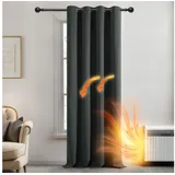 Deconovo Vorhang Verdunkelung Blickdicht Gardinen Wohnzimmer Lärmschutz Thermogardine mit Ösen Schlafzimmer Dicke Thermogardine Kälteschutz warm, 214x132 cm(HöhexBreite), Dunkelgrau,