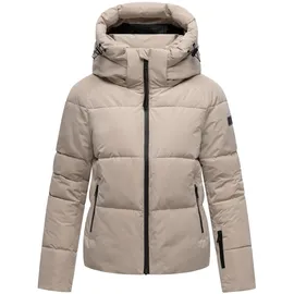 Navahoo Damen Winterjacke warme Steppjacke mit Abnehmbarer Kapuze Frostherz XIV Light Taupe Gr. XL - XL