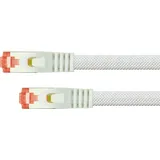 Python Series Patchkabel mit Rastnasenschutz und Nylongeflecht, Cat. 6, S/FTP, PiMF, PVC, 250MHz, OFC, weiß, 7,5 m