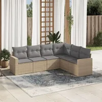 Tidyard 6-TLG. Polyrattan Lounge Set, Gartenmöbel Set, Loungemöbel Terrasse, Balkonlounge Rattan, Gartensofa, Balkon Sofa, Balkonmöbel Set, mit Auflagen, Gartenlounge Outdoor