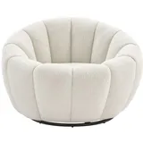 vente-unique Drehsessel muschelförmig Bouclé-Stoff 0 x 0 x 0 cm Weiß