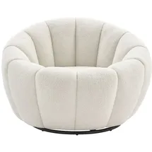 vente-unique Drehsessel muschelförmig Bouclé-Stoff 0 x 0 x 0 cm Weiß