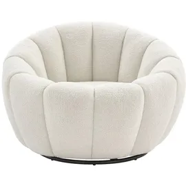 vente-unique Drehsessel muschelförmig Bouclé-Stoff 0 x 0 x 0 cm Weiß