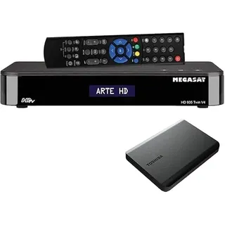 Megasat HD 935 Twin V4 inkl. externer 1 TB Festplatte – Twin-Sat-Receiver (2 Empfänger, SAT>IP Client & Server, PVR, Bluetooth Audio-Streaming an Kopfhörer/Lautsprecher) – Schwarz