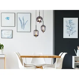 meineWunschleuchte Rauchglas 3-flg. Ø 46 cm rund schwarz