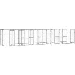 Outdoor-Hundezwinger mit Überdachung Verzinkter Stahl 19,36 m2