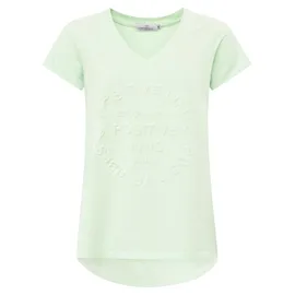 Zwillingsherz Kurzarmshirt "Positive Mind", Damen, Gr. L/XL, grün (hellgrün), Web, Obermaterial: 95% Baumwolle, 5% Elasthan, bedruckt, unifarben, oversize Po-bedeckend, V-Ausschnitt, Shirts, V-Ausschnitt, Kurzarm, hinten etwas länger, Baumwollmischung