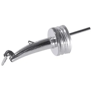 Flaschenausgießer, aufschraubbar, aus Edelstahl, konisch zulaufendes Gießrobhr, mit Kläppchen, zum Aufschrauben auf Flaschengewinde | ERK (A1 - Ø dia. 2,8 cm)