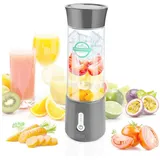 MODFU Akku-Smoothie-Maker 500ML Tragbarer Mixer Mini Stabmixer Maker mit 6 Edelstahlklingen, 150 W, USB wiederaufladbar 4000mAh Akku für Büro Sport Reisen Camping grau