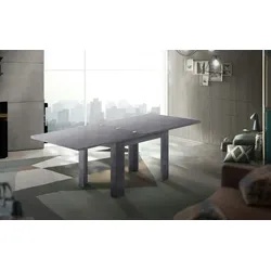 Dmora Ausziehbarer Esstisch Otto, Hilfsküchenkonsole, ausziehbarer Tisch, 100 % Made in Italy, cm 90x90h75, Schiefer