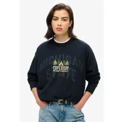 Superdry für Damen. W2012156A Locker sitzendes Sweatshirt mit Rundhalsausschnitt Travel Souvenir navy (S), Lässig, Baumwolle, Nachhaltig, Ma