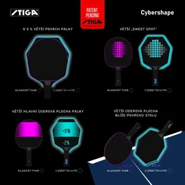 Stiga Pro Carbon+ Cybershape Tischtennisracket, 5-Sterne-Profi-Tischtennisschläger mit sechseckiger Form für Offensive Spieler
