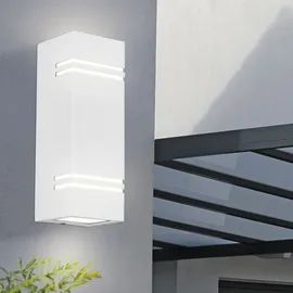 ETC Shop Außen Wand Leuchte weiß Fassaden ALU UP DOWN Garten Lampe Balkon im Set inkl LED Leuchtmittel