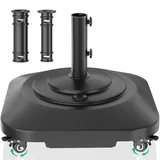 Schirmständer mit Rollen, Schirmständer, strapazierfähig, 45 kg, winddicht, befüllbarer Schirmständer, mobiler quadratischer Schirmständer, Outdoor-Basis für Terrasse, Deck, Pool, Rasen, passend für