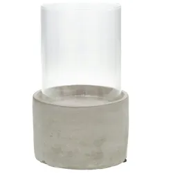 Windlicht Stein Röhre groß - Transparent Rund Stein Amadeus 14x14 cm