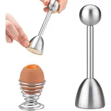 Edelstahl Eierköpfer Set, Eieröffner Werkzeug, Eierschneider, Eierpiekser, Eierlocher, Eierstecher Eipicker, Eierstanzer, Eiertrenner zum Abtrennen von Eierschalen (Silber)