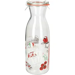 Palermo Karaffe 1 Liter + Weck-Glasdeckel + Einkochring + Klammern - 806076