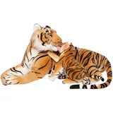 Brubaker Stofftier Plüschtier Tiger mit Baby braun 100 cm