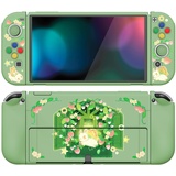 PlayVital ZealProtect Weiche Schutzhülle für Nintendo Switch OLED Konsole Joy Con, Case Hülle Cover Zubehör für Nintendo Switch OLED mit Sticks Kappen & ABXY Richtungstastenkappen(Erdbeer Hase)