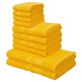 my home Handtuch Set »Vanessa, Handtücher mit Bordüre«, (Set, 10 St., 4 Gästetücher 30x50 cm-4 Handtücher 50x100 cm-2 Duschtücher 70x140 cm), gelb