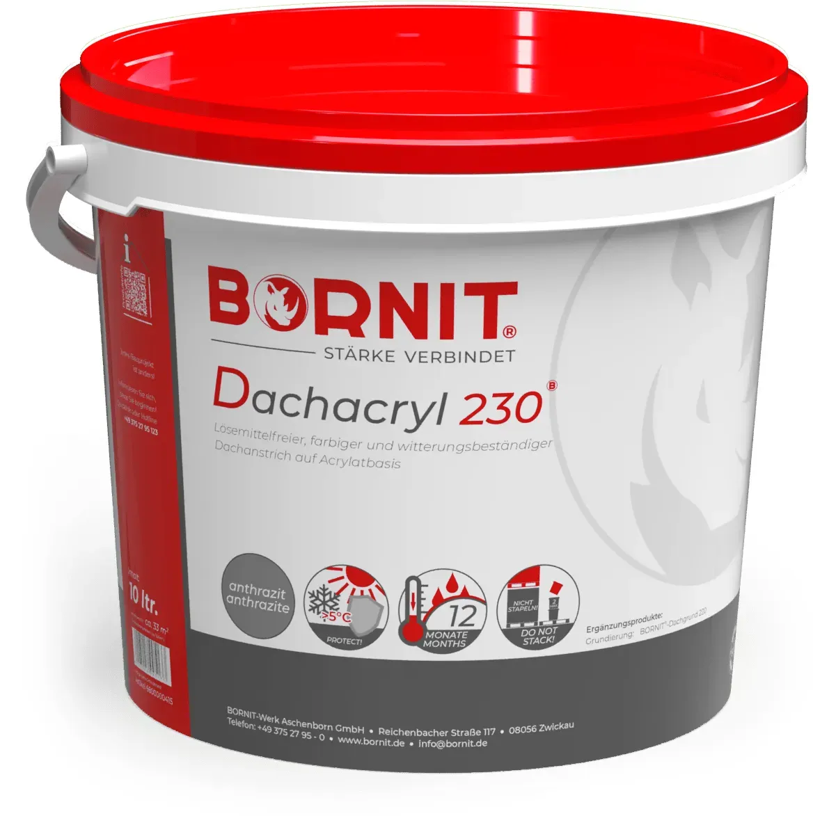 BORNIT Dachacryl 230 - Dachanstrich - 10kg - anthrazit