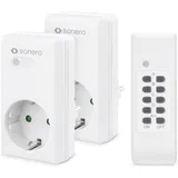 Sonero Satz Funksteckdosen, 2 x Funksteckdose und 1 x Funkfernbedienung, 1100 Watt, maximale Reichweite 30 m, Innenbereich, weiß (deutsche Version)