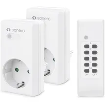 Sonero Satz Funksteckdosen, 2 x Funksteckdose und 1 x Funkfernbedienung, 1100 Watt, maximale Reichweite 30 m, Innenbereich, weiß (deutsche Version)