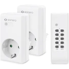 Sonero Satz Funksteckdosen, 2 x Funksteckdose und 1 x Funkfernbedienung, 1100 Watt, maximale Reichweite 30 m, Innenbereich, weiß (deutsche Version)