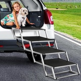 Extra breite Hunderampe für Autos, 48,2 cm breite Hundetreppe für große Hunde mit rutschfester Oberfläche, tragbare zusammenklappbare Aluminium-Rampe für Hunde, leichte Hundetreppe für Autos, SUV und