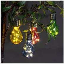 casativo-lighting Lichterkette Solar LED 4er Set Ø 7,5 x H 15 cm Dämmerungssensor mehrfarbig