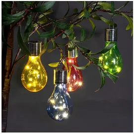 casativo-lighting Lichterkette Solar LED 4er Set Ø 7,5 x H 15 cm Dämmerungssensor mehrfarbig