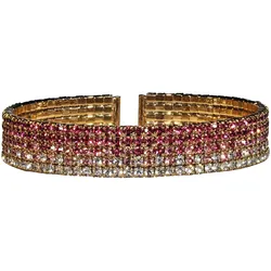 Armband STEUER "Strass-Armspange pink/rosa", gelb (gelb, rosa), Armbänder, Damen, 18cm, Metall, glänzend