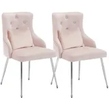 MODFU Polsterstuhl Esszimmerstühle (2 St), Wohnzimmerstuhl mit Lendenkissen Samt rosa