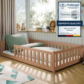 Kids Collective Jugendbett Bodenbett 120 x 200 cm Kiefer massiv braun Zimt