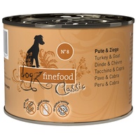 dogz finefood Hundefutter nass - N° 8 Pute & Ziege - Feinkost Nassfutter für Hunde & Welpen - getreidefrei & zuckerfrei - hoher Fleischanteil, 6 x 200 g Dose