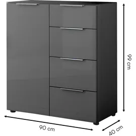 Möbel Boss Kommode Santorin 90 x 99 cm Anthrazit/Glas