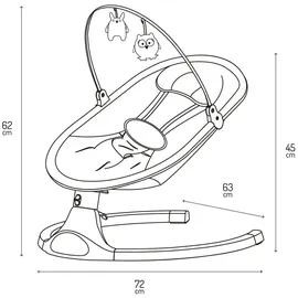 MOMI KENANI ONYX Babywippe mit LED-Display, & 5 Stufen, inkl. Spielzeug – Schwarz - Schwarz