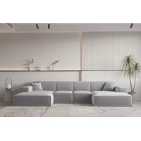 Fun Möbel Wohnlandschaft U-Form CELES PREMIUM XS, in Stoff Opera Velvet Hellgrau